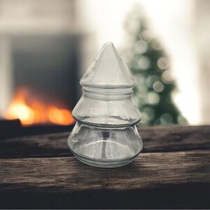 Anchor Hocking 6.5 inch VINTAGE clear Christmas tree Winter Woodland